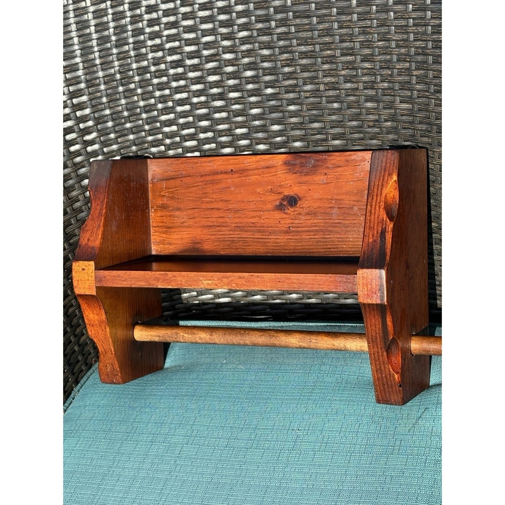 Chunky Wood Paper Towel Holder Handmade Wall Mount Shelf 13.5" L Farmhouse